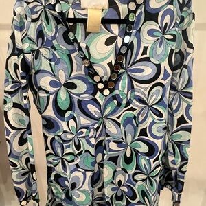MICHAEL Michael Kors Blue and Green Patterned Top